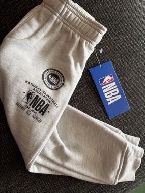 NBA Light Heather Grey Sweatpants with Black Logo